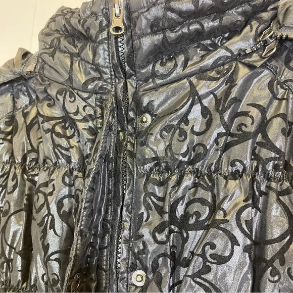 Vanity, Puffer Vest, Detachable Hood. Velvety Embossed Vest. Size Large. - Picture 2 of 8